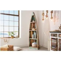 riess-ambiente Standregal JAKARTA 190cm natur / bunt, Einzelartikel 1-tlg., Wohnzimmer · Massivholz · Boot · stehend · Boho
