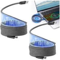 shop'n smile ideoon 100W USB-C Ladekabel 1m magnetische Aufrollfunktion Schnellladefähig USB-Kabel, Datenübertragung bis 480 Mbit/s, knotenfreies Aufrollen, 1m