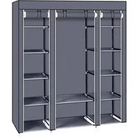 HT Kleiderschrank Kleiderschrank-Aufbewahrungs-Organizer mit Vliesstoff (150x45x175cm, Tragbarer Kleiderschrank) schnell und einfach zu montieren, extra stark und langlebig