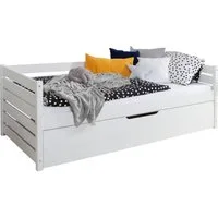 Ticaa Bettgestell Sofabett Naomi inkl. Ausziehbett, 100x200, Weiß