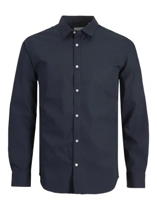 JACK&JONES - JJEJOE SHIRT LS PLAIN NOOS Navy Blazer - Gr. - XXL