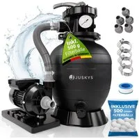 Juskys Sandfilteranlage, 7-Wege-Ventil und Filterbälle, bis 38,000l Pools, inkl. 2in1 Adapter
