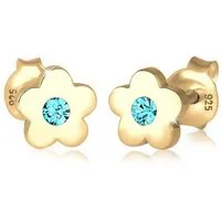 Elli Paar Ohrstecker Kinder Blume Rosa 925 Silber, mit Kristallen von Swarovski®, Blume