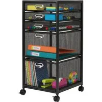 relaxdays Rollcontainer mit 5 Schublade, schwarz, 5 Fächer