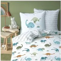 MTOnlinehandel Bettwäsche Dinosaurier Dino Tiere 135x200 + 80x80 cm, 100 % Baumwolle, Renforcé, 2 teilig, Bettwäsche für Jungen und Mädchen