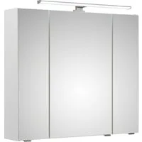 Saphir Spiegelschrank Quickset Badschrank, 3 Spiegeltüren, 6 Einlegeböden, 80 cm breit inkl. LED-Beleuchtung, Türdämpfer, Schalter-/Steckdosenkombination