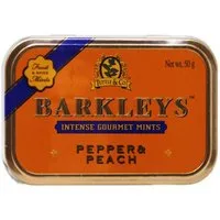 BARKLEYS Süßigkeit, Barkleys Pepper und Peach Dragees mit Pfeffer und Pfirsich 50g