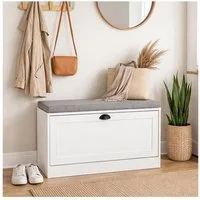 HTI-Living Schuhschrank Thekla 1 Klappe 80 cm Weiß mit Sitzkissen (1 Stück, 1-St., 1 Schuhschrank) Schuhkipper mit 1 Klappe und 2 Fächern