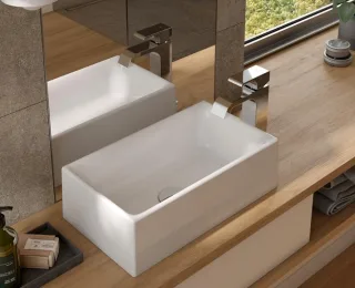 TOTO Aufsatzhandwaschbecken CS, eckig, 40 cm, ohne Hahnloch, ohne Überlauf LW1734WH