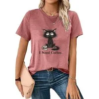 PYLIKE Rundhalsshirt Damen Bequemes Sommer T shirt mit Ausgefallene Druck Bequem für Freizeit und Büro,Strandurlaub