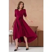 WOMAN VISION Abendkleid Abendkleid in Midi-Länge mit Wickelausschnitt, Gürteldetail und ausges