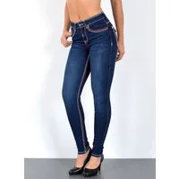 ESRA Skinny-fit-Jeans Jeans Damen Skinny Hose High Waist Jeanshose dicke Naht Jeans Skinny Skinny Jeans Damen High Waist dicke Naht Jeans weiße Naht Stretch Hose