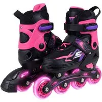 COSTWAY Rollschuhe, 4 Größen verstellbar, Inliner mit leuchtenden Rädern