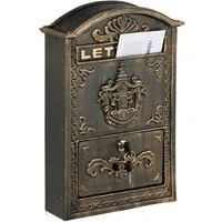 relaxdays Briefkasten Vintage mit Ornamente, Bronze
