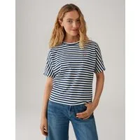 OPUS T-Shirt SALENTINE STRIPE aus Organic Cotton Lockere Passform, schmal zulaufender Schnitt, überschnittener Halbarm