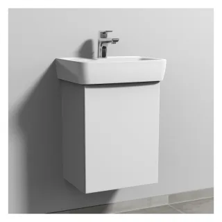 Sanipa 3way Waschtischunterbau zu Geberit Renova Plan Waschtisch mit 1 Tür, Weiß-Soft SM87143