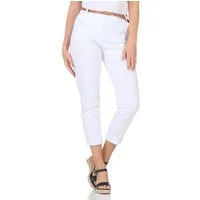 simaranda Chinohose Damen Hose Gürtel 1028 2XL Weiß