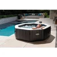 Intex Whirlpool PureSPA "Jet + Bubble Deluxe" octagon, onyx black, aufblasbares Aufstellbecken, (Set), 8-tlg., mit Salzwassersystem, in verschiedenen Größen