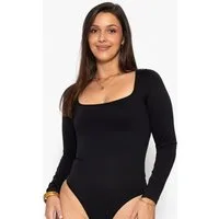 SASSYCLASSY Shaping-Body Bodysuit Sculpting Shapewear für Damen Elastischer Body mit String, langem Ärmeln und geradem Ausschnitt