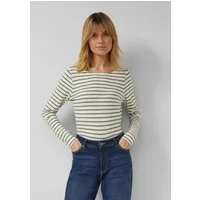 s.Oliver Langarmshirt T-Shirt Gestreiftes Langarmshirt aus Flammgarm mit U-Boot-Ausschnitt