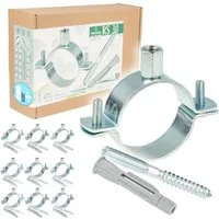 tecuro Rohrschelle 10 x Rohrschelle M8/M10 verzinkt, inkl. Stockschraube und Dübel