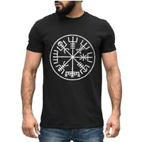 Neverless Print-Shirt Herren T-Shirt Vegvisir Runenkompass Wikinger Kompass nordische mit Print