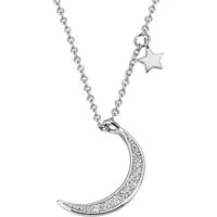 Firetti Kette mit Anhänger Schmuck Geschenk Silber 925 Halsschmuck Halskette Ankerkette Mond, mit Zirkonia (synth)