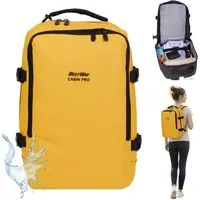 BestWay Bags Reiserucksack Handgepäck Rucksack für Ryanair aus Plane, Cabin Pro Flugzeug Kabinenrucksack Laptoprucksack 40350 + Koffergurt