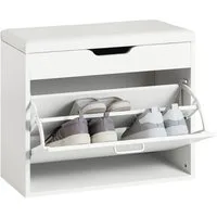 SoBuy Schuhbank FSR95, Schuhkipper mit Sitzkissen, Sitzbank, Schuhregal, Schuhschrank, Sitzkommode Schuhschrank mit Klappe, für 6 Paar Schuhe, Flur Diele