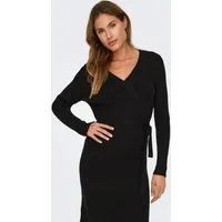 ONLY Strickkleid ONLVENLO L/S RIB WRAP DRESS RP KNT Viskosemischung, Wickeloptik
