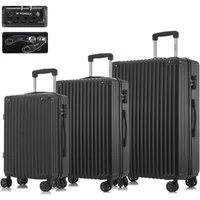 YONSLY Kofferset Reisekoffer Trolley Hartschale ABS für Urlaubs- & Geschäftsreisen, 4 Rollen, (Hartschale, 3 tlg., M/L/XL), TSA-Schloss, YKK-Reißverschluss & austauschbare Rollen/Griffe