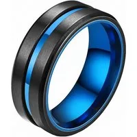 Taffstyle Fingerring Edelstahl Ring matt gebürstet mit farbigen Inlay 8mm Damen & Herren (Partnerring Ehering Trauring Hochzeitsring Freundschaftsring Ehering), sandgestrahlt Freundschaftsring Trauring Herrenring Damenring Paarring