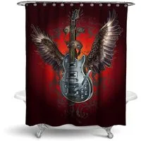 RAHMENLOS® Duschvorhang Motiv Gitarre - 180 cm x 200 cm Breite 180 cm