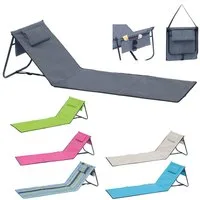 Mojawo Doppelliege Strandliege Strandmatte Rückenlehne Kissen faltbar L152xB51xH41cm