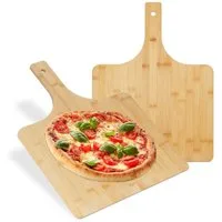 relaxdays Pizzaschieber XXL Bambus 2er Set