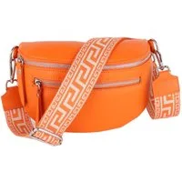 MIRROSI Bauchtasche Damen, Echtleder, Leder, Made in Italy, Umhängetasche, Brusttasche, (Schultertasche für jeden Anlass (1 Tasche & 2 Gurt), Mit zwei Reißverschlüssen, (ca.27x14x8cm), Crossbody Bag, gemusterten& verstellbaren Schulterriemen