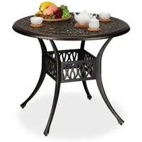 relaxdays Gartentisch Antiker Gartentisch mit Schirmloch, Schwarz-Bronze