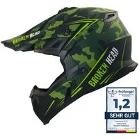 Broken Head Motocrosshelm Squadron Rebelution Camouflage-Grün, Zwei Verschlüsse
