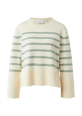 comma - Strickpullover beige/grün - Gr. - 42