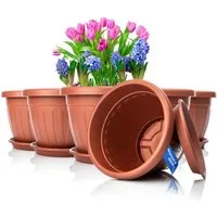 BigDean Blumentopf 6x Blumentopf mit Untersetzer rund ø33xH25 (Set, 6 St., Pflanzkästen), Blumentopf, Pflanzkübel, Wetterfest, UV-Beständig, Langlebig
