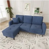 Merax Ecksofa L-förmiges Sofa mit Bettfunktion, Modulares Sofa aus Cordstoff, 1 Teile, 3-Sitzer Sofa mit Chaiselongue, Kissen & Kunststoffbeine, 166x118x77cm