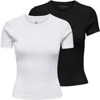 ONLY T-Shirt Damen T-Shirt 2er Pack Baumwollmischung (Packung, 2er Pack)