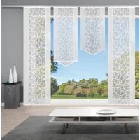 HOME WOHNIDEEN Schiebegardine JENNA (4 St), Klettband, halbtransparent, Schiebevorhang Jacquard Set