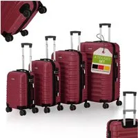 Juskys Trolleyset Rom, 4 Rollen, (4 tlg., 4-teilig), 4 Koffer, 360° Rollen, robuste Hartschale, mit Zahlenschloss
