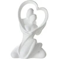 GILDE Dekoobjekt „Herzblick“ 30238 – Paar mit Herzmotiv, Keramik creme, 16 × 27,5 cm