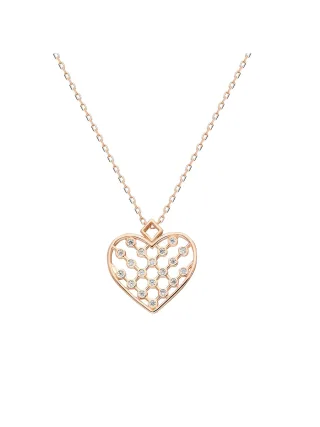 Dkeniz Anhänger mit Kette Herz 925/- Sterling Silber vergoldet rot Zirkonia Weiß