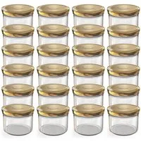 Oputec Einmachglas 24x 230 ml Einmachgläser Schraubdeckel TO 82 Gold Marmeladengläser, Glas / Metall
