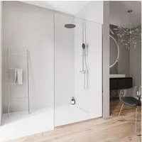 Bernstein Walk-in-Dusche EX102-2 80x220 cm Klarglas Chrom, ESG Sicherheitsglas, Walk-In Duschwand 220cm hoch 10mm Chrom mit Bodenprofil