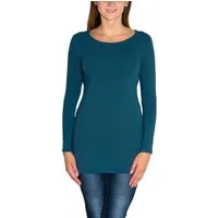 Alkato Langarmshirt Alkato Damen Langarm Longshirt Langarmshirt Tunika Basic Shirt