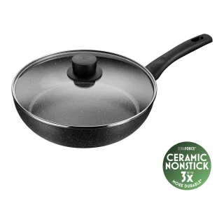 BALLARINI Vipiteno Schmorpfanne mit Deckel, 28 cm, Aluminium, Keramische Antihaftbeschichtung